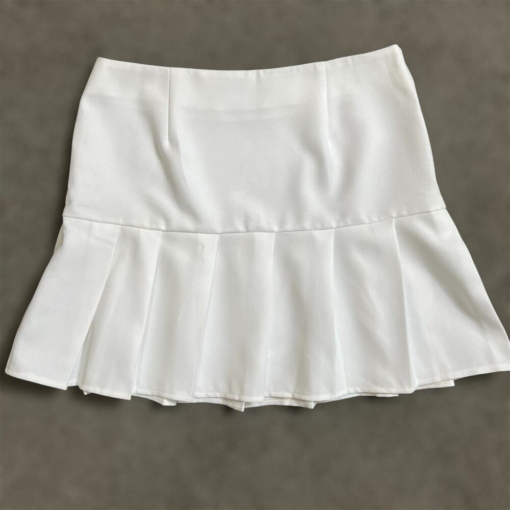 ASOS Design Pleated Skirt 10 Womens White Mini Tennis Preppy Casual Minimalist